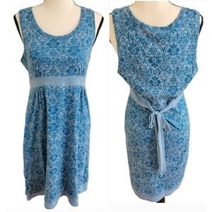 Telluride Clothing Co. Sz M Blue Tie Back Cotton Blend Dress
